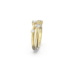 Constella ring, Set (2), Round cut, White, Gold-tone plated
