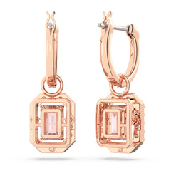 Una drop earrings, Octagon cut, Pink, Rose gold-tone plated