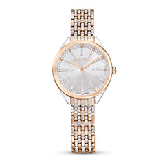 Attract watch, Swiss Made, Pavé, Crystal bracelet, Rose gold tone, Mixed metal finishk