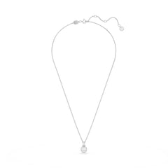 Birthstone pendant, Square cut, April, White, Rhodium plated