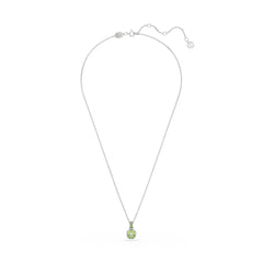 Birthstone pendant, Square cut, August, Green, Rhodium plated