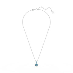 Birthstone pendant, Square cut, December, Blue, Rhodium plated