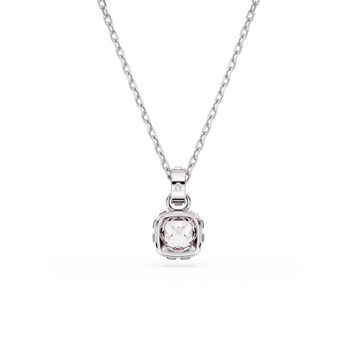 Birthstone pendant, Square cut, June, Pink, Rhodium plated