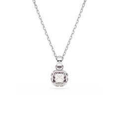 Birthstone pendant, Square cut, June, Pink, Rhodium plated