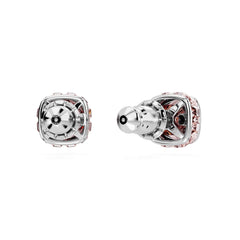 Birthstone stud earrings, Square cut, June, Pink, Rhodium plated