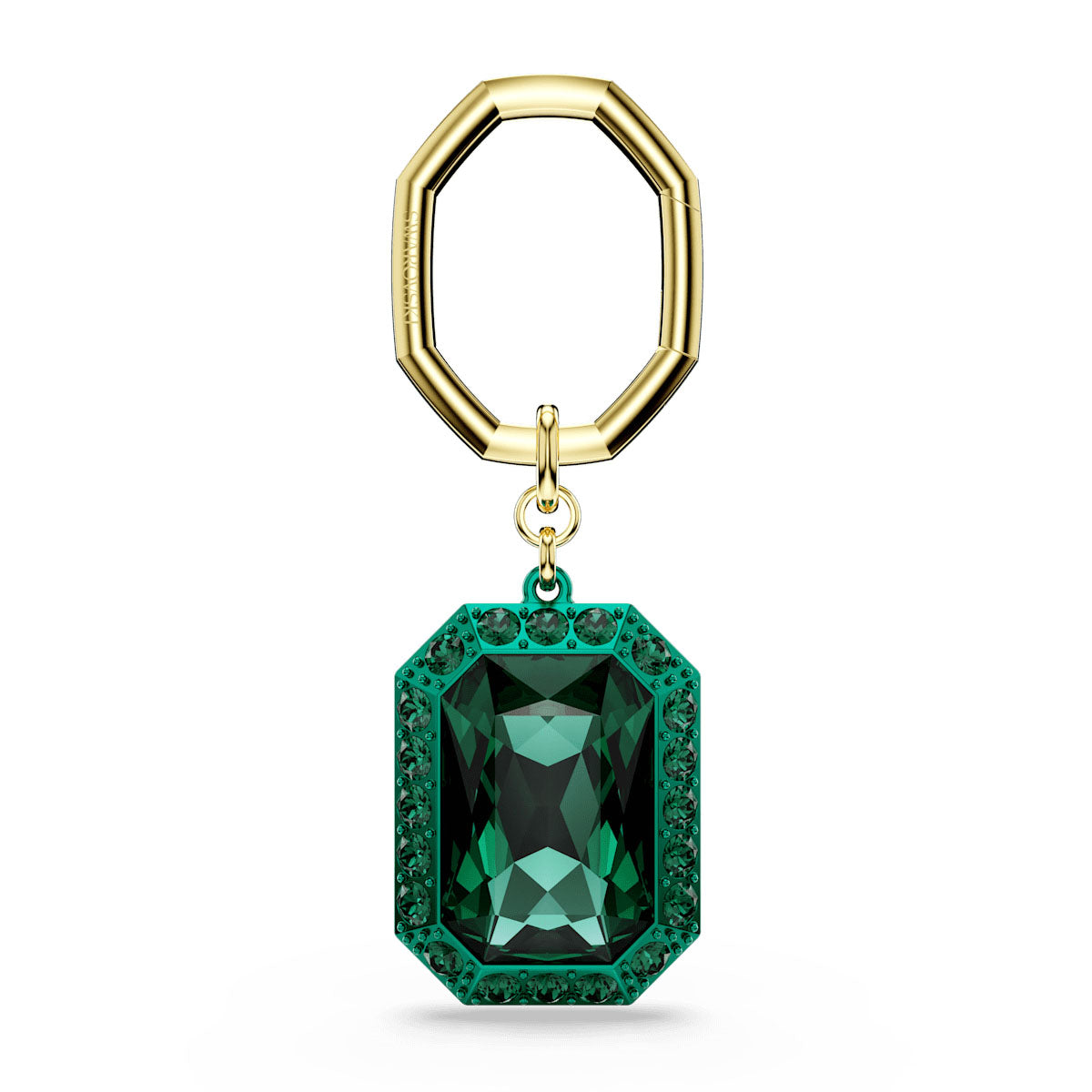 Key ring, Octagon cut, Green, Mixed metal finish