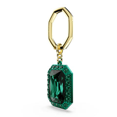 Key ring, Octagon cut, Green, Mixed metal finish
