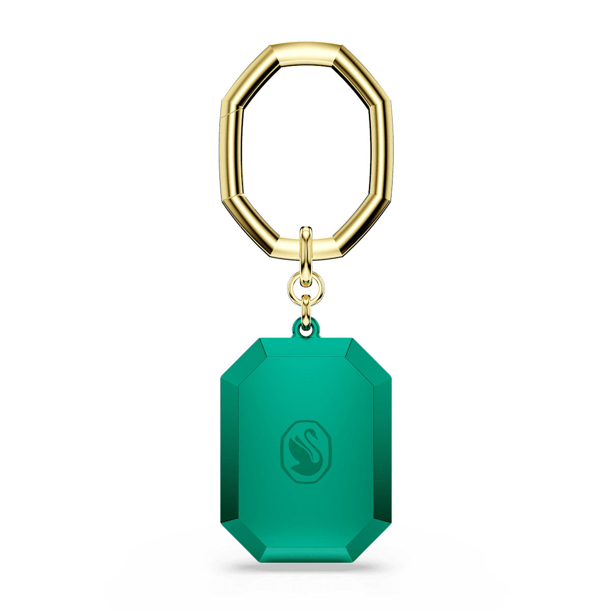 Key ring, Octagon cut, Green, Mixed metal finish