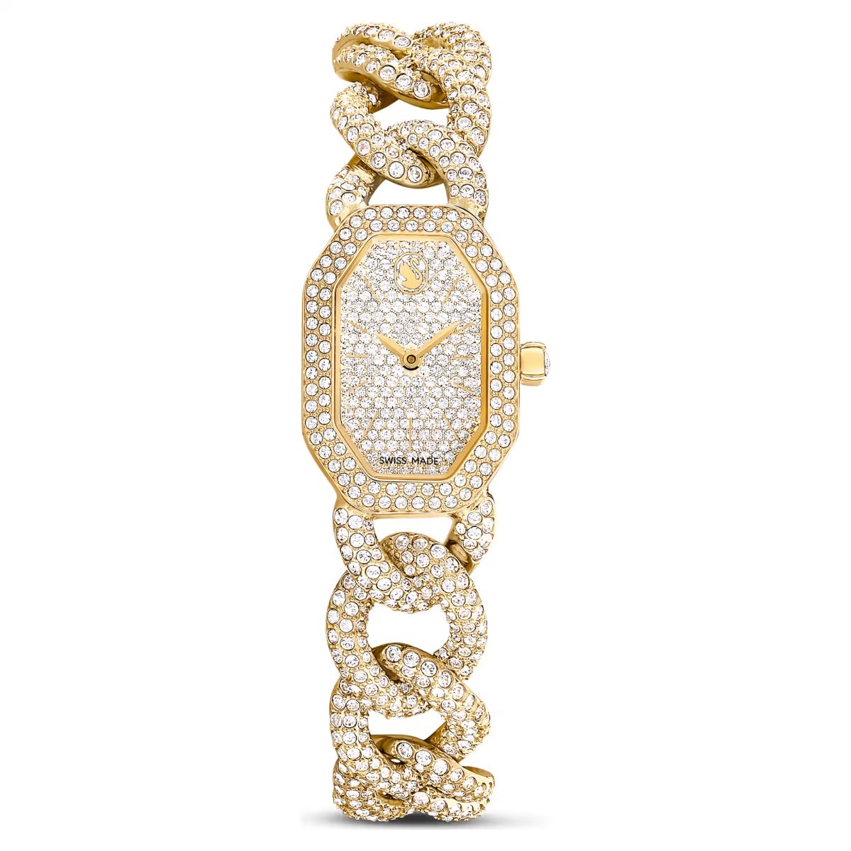 Dextera Chain watch, Swiss Made, Crystal bracelet, Gold tone, Gold-tone finish