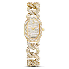 Dextera Chain watch, Swiss Made, Crystal bracelet, Gold tone, Gold-tone finish