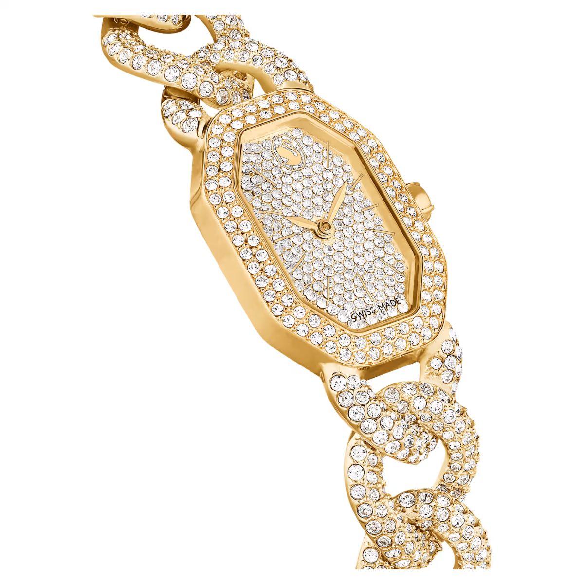 Dextera Chain watch, Swiss Made, Crystal bracelet, Gold tone, Gold-tone finish