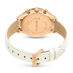 Octea Chrono watch, Swiss Made, Leather strap, White, Rose gold-tone finish