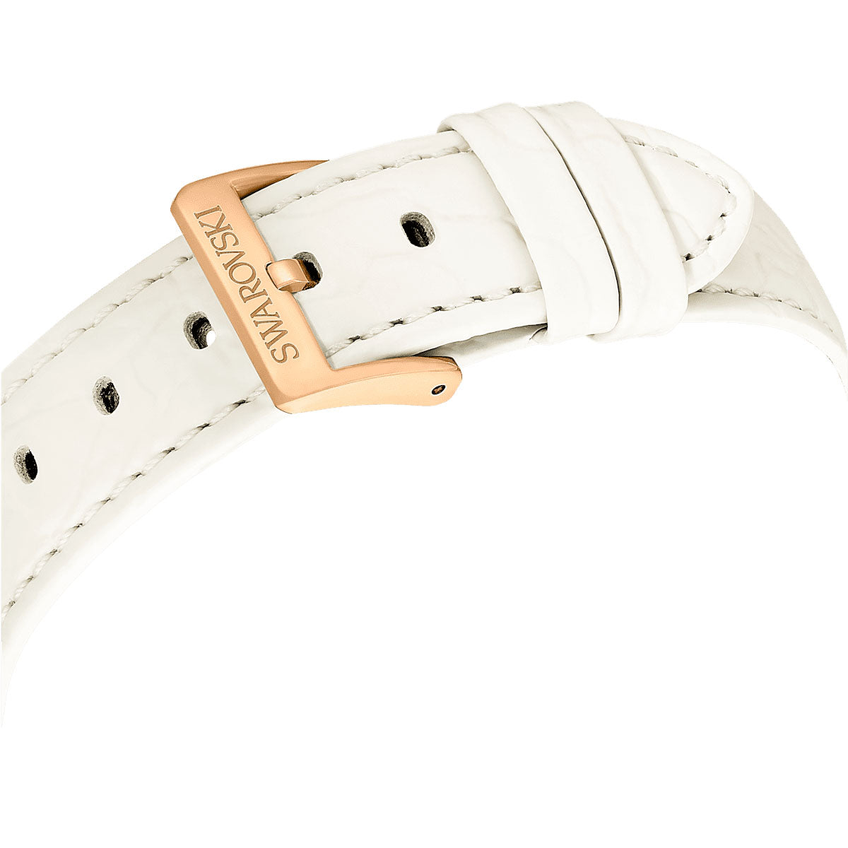 Octea Chrono watch, Swiss Made, Leather strap, White, Rose gold-tone finish
