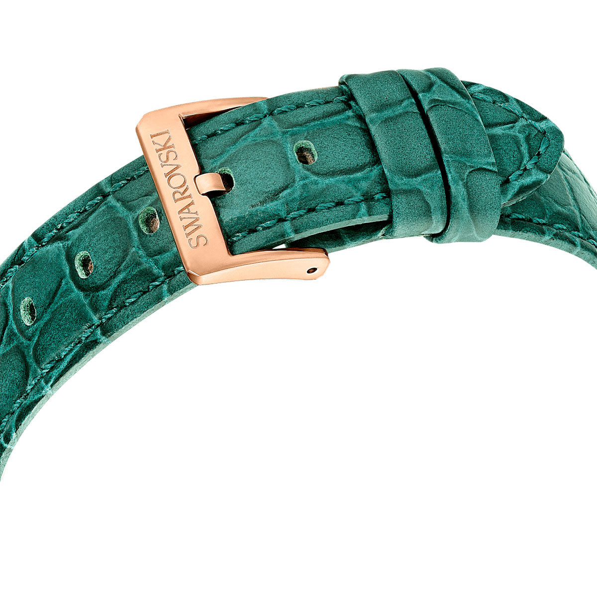 Octea Chrono watch, Swiss Made, Leather strap, Green, Rose gold-tone finish