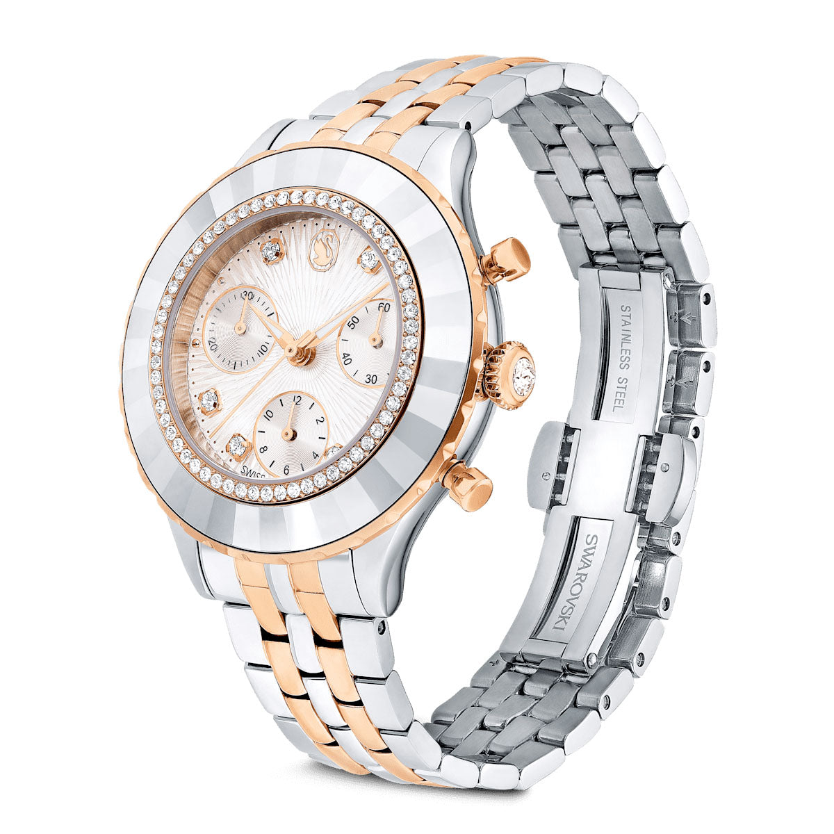 Octea Chrono watch, Swiss Made, Metal bracelet, Rose gold tone, Mixed metal finish