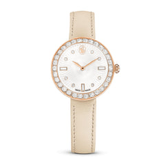 Certa watch, Swiss Made, Leather strap, Beige, Rose gold-tone finish