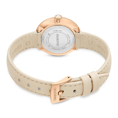 Certa watch, Swiss Made, Leather strap, Beige, Rose gold-tone finish