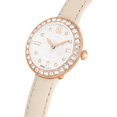 Certa watch, Swiss Made, Leather strap, Beige, Rose gold-tone finish