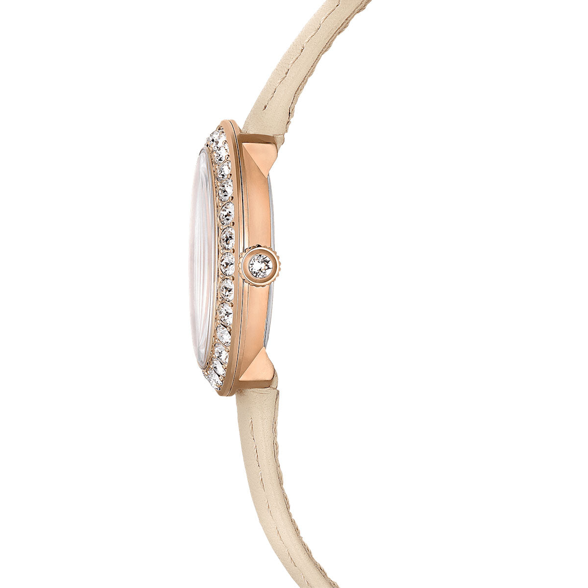 Certa watch, Swiss Made, Leather strap, Beige, Rose gold-tone finish