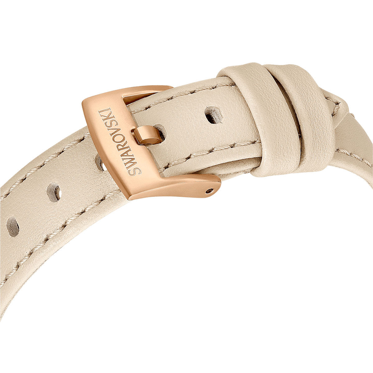 Certa watch, Swiss Made, Leather strap, Beige, Rose gold-tone finish