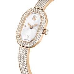 Dextera Bangle watch, Swiss Made, Metal bracelet, Gold tone, Champagne gold-tone finish