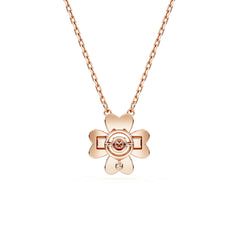 Idyllia pendant, Clover, White, Rose gold-tone plated