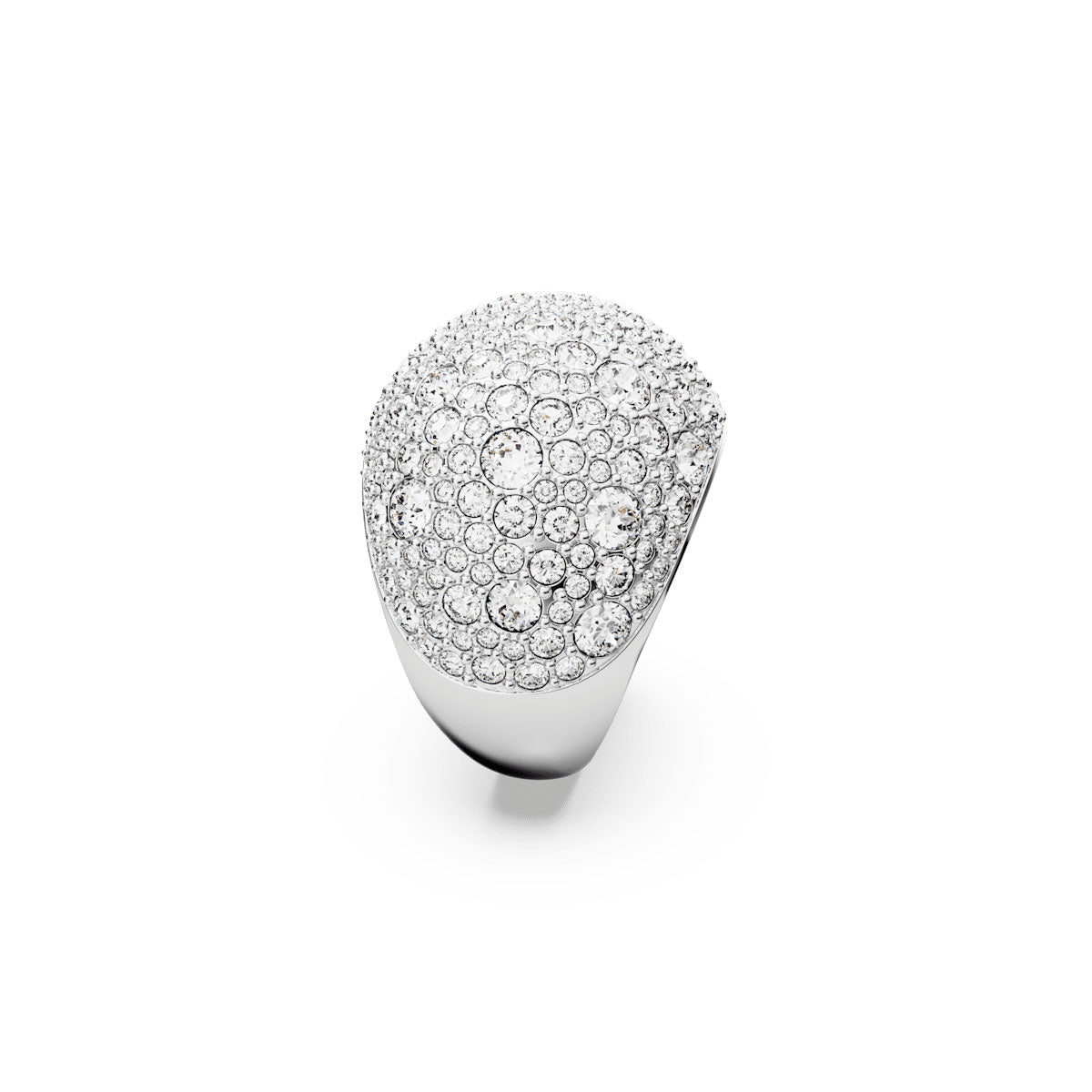 Sublima cocktail ring, Moon, White, Rhodium plated