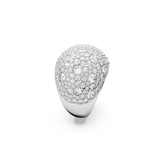 Sublima cocktail ring, Moon, White, Rhodium plated