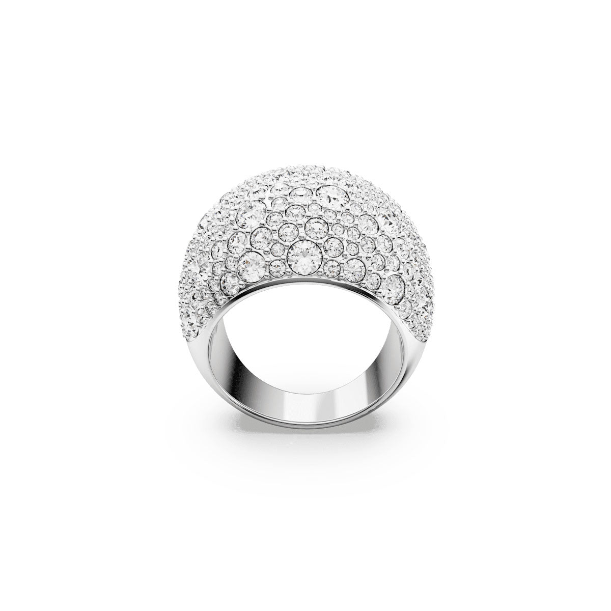 Sublima cocktail ring, Moon, White, Rhodium plated
