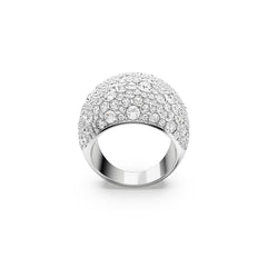 Sublima cocktail ring, Moon, White, Rhodium plated