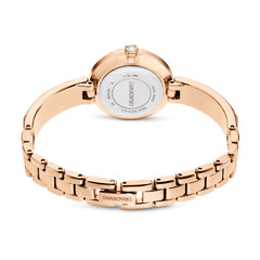 Matrix Bangle watch, Swiss Made, Crystal bracelet, White, Rose gold-tone finish