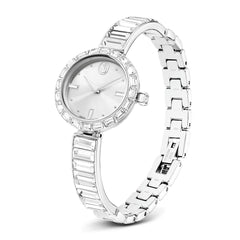 Matrix Bangle watch, Swiss Made, Crystal bracelet, White, Stainless steel