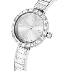Matrix Bangle watch, Swiss Made, Crystal bracelet, White, Stainless steel