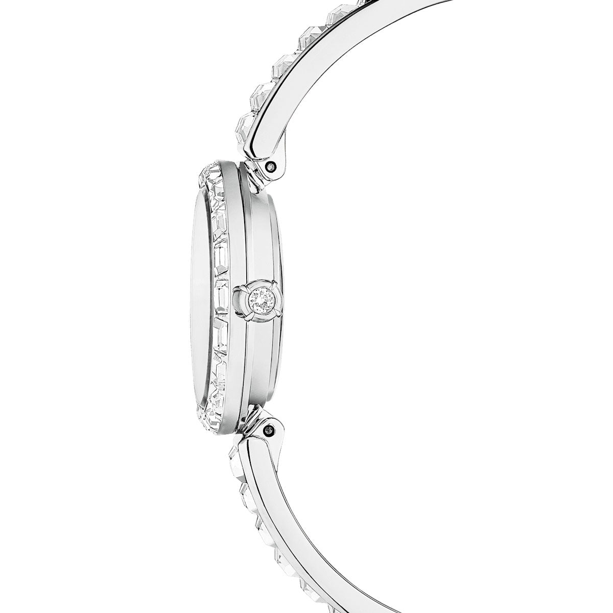 Matrix Bangle watch, Swiss Made, Crystal bracelet, White, Stainless steel