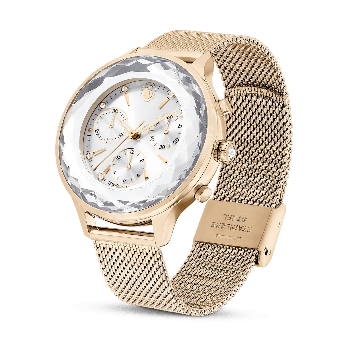 Nova Chrono watch, Swiss Made, Metal bracelet, Gold tone, Champagne gold-tone finish