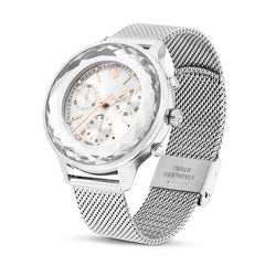 Nova Chrono watch, Swiss Made, Metal bracelet, Silver tone, Stainless Steel