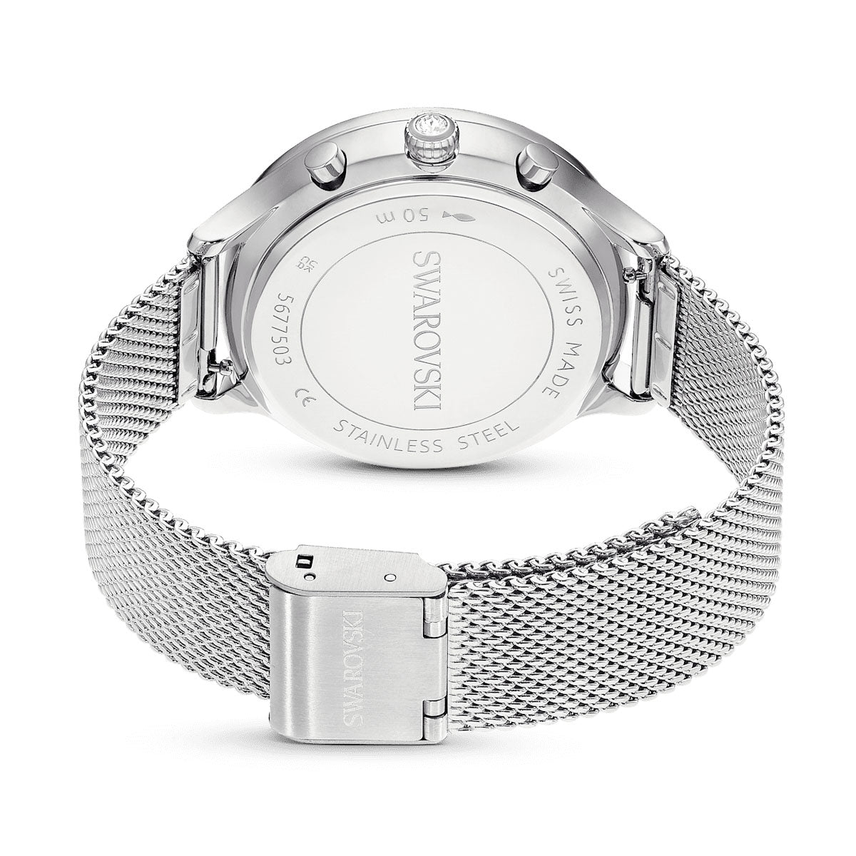 Nova Chrono watch, Swiss Made, Metal bracelet, Silver tone, Stainless Steel