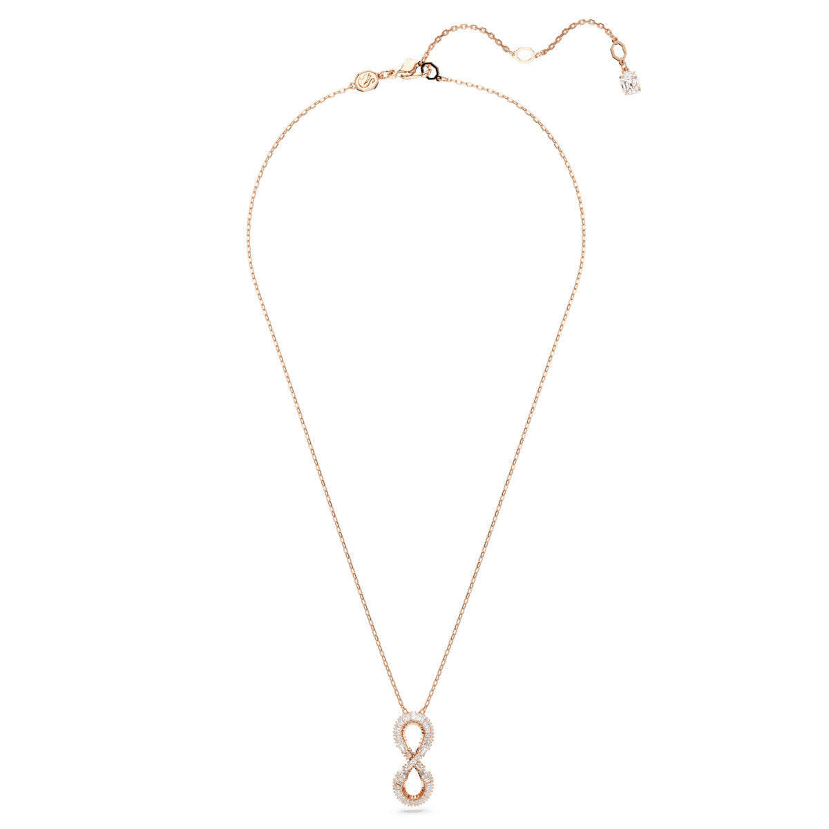 Hyperbola pendant, Infinity, White, Rose gold-tone plated
