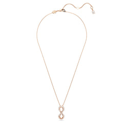Hyperbola pendant, Infinity, White, Rose gold-tone plated