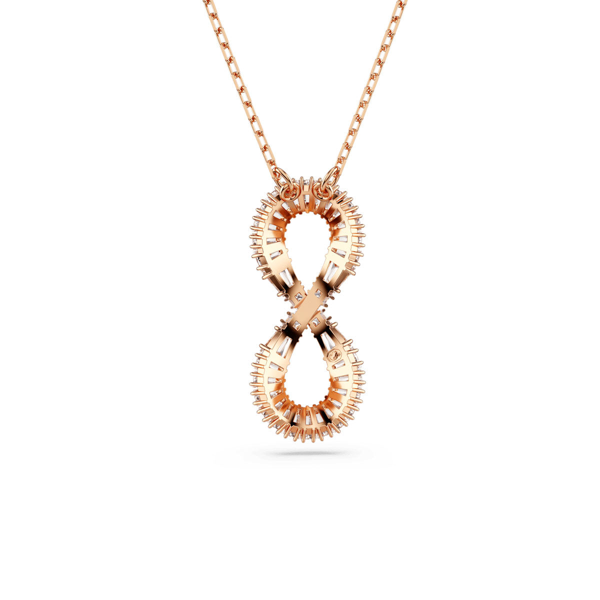 Hyperbola pendant, Infinity, White, Rose gold-tone plated
