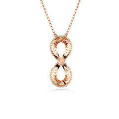 Hyperbola pendant, Infinity, White, Rose gold-tone plated