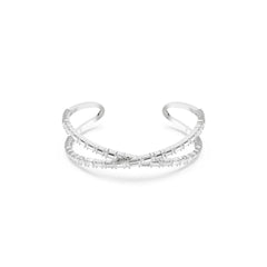 Hyperbola cuff, Infinity, White, Rhodium plated