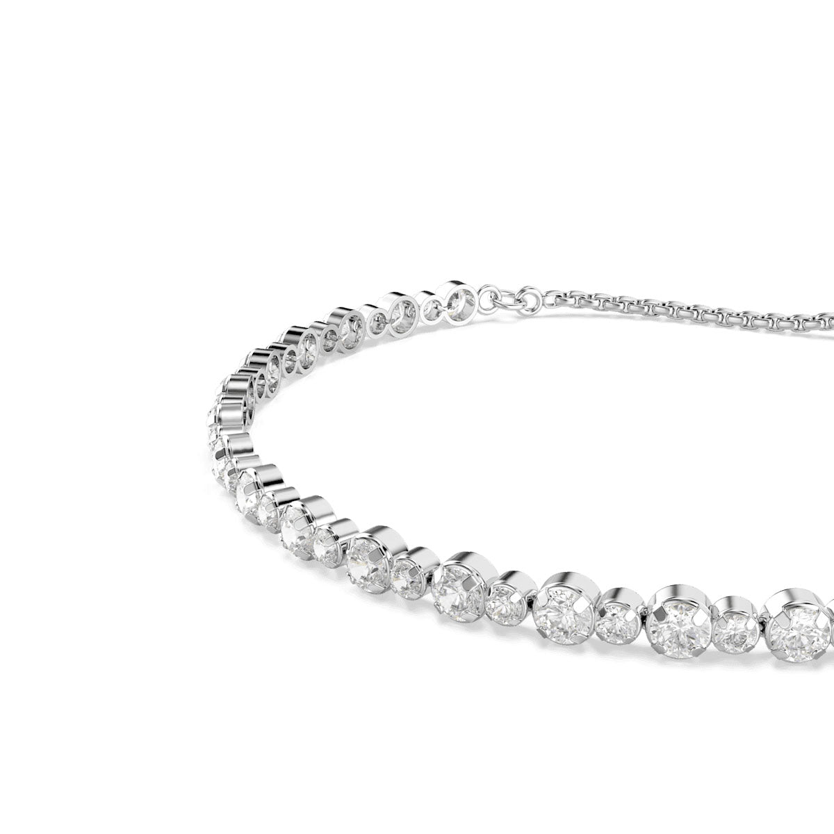 Matrix Tennis bracelet, Mixed round cuts, White, Rhodium plated