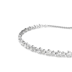 Matrix Tennis bracelet, Mixed round cuts, White, Rhodium plated