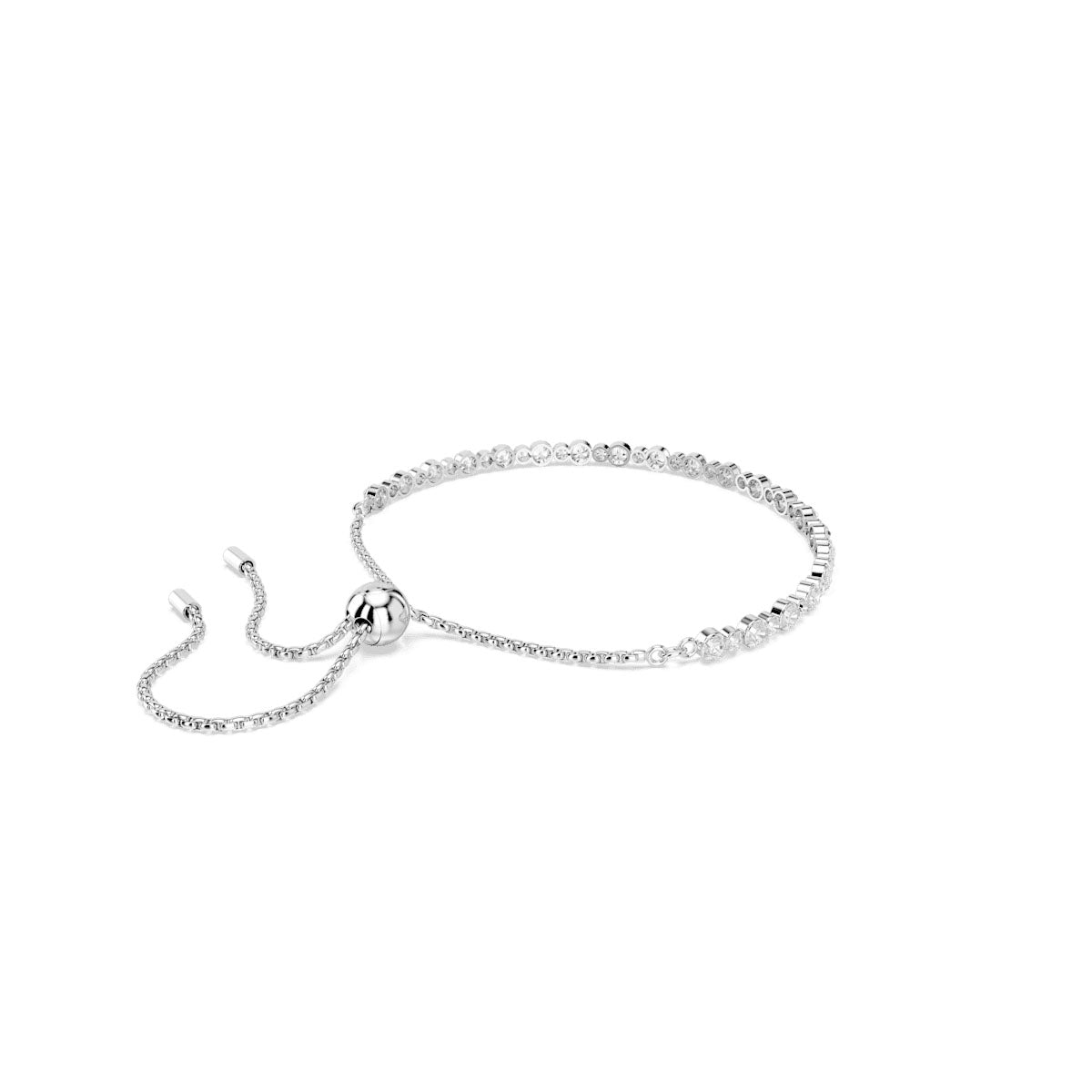 Matrix Tennis bracelet, Mixed round cuts, White, Rhodium plated