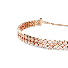 Matrix Tennis bracelet, Round cut, White, Rose gold-tone plated
