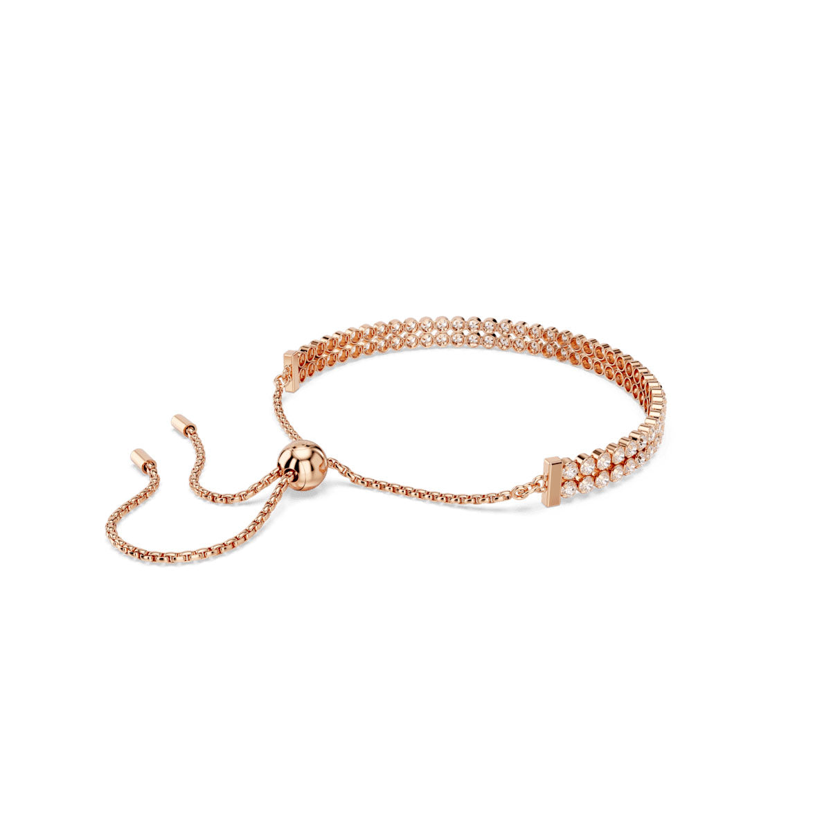 Matrix Tennis bracelet, Round cut, White, Rose gold-tone plated