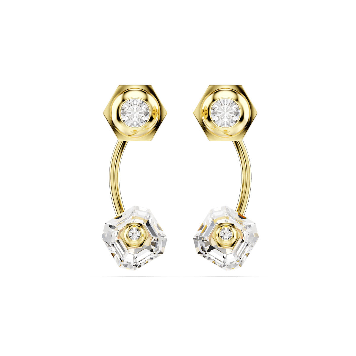Numina earring jackets, Mixed cuts, White, Gold-tone plated