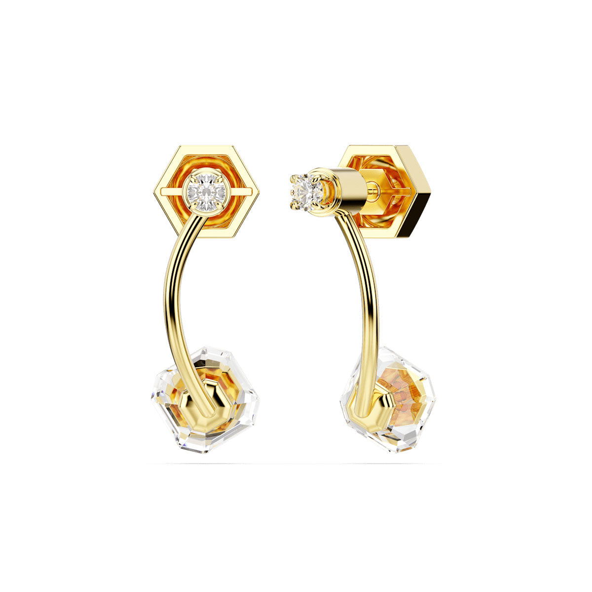 Numina earring jackets, Mixed cuts, White, Gold-tone plated