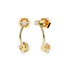 Numina earring jackets, Mixed cuts, White, Gold-tone plated